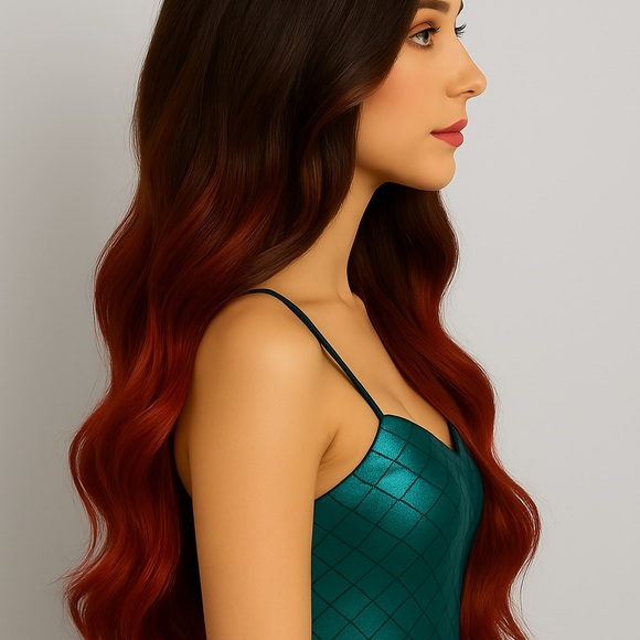Red Ombre Wavy Wig/ Mermaid Wig/Drag Wig - Picture 3 of 5